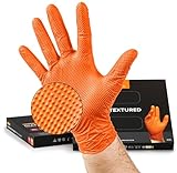 NIMEDA Gummihandschuhe Einweg XL Orange 50 Stück Nitrilhandschuh 2-3 x dicker Einmalhandschuh Arbeitshandschuh puderfrei latexfrei mit Diamant Grip | Größe XL