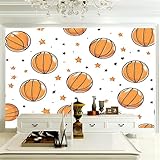 Tapete Selbstklebende Fototapete Wandpapier Dekorfolie Möbelfolie Klebefolie Cartoon-Basketball Design 200 x 140 cm (W x H) Minimalistische Linien Wanddeko Wandtapete Wohnzimmer Schlafzimmer