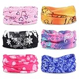Parastar 6 Stück Multifunktionstuch, Multifunktionstuch Damen Männer Nahtlose Bandanas, Multifunktionstuch Schal Gedruckt Bandanas Stirnband UV Residenz für Yoga Wandern Reiten Motorradfahren