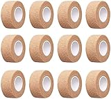 Elastisches selbstklebendes Fingerband, Erste-Hilfe-Bandagen, 2,5 cm breit, hautfarben, für Handgelenk- und Knöchelverstauchungen und Schwellungen, 12 Stück