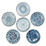 Besmeety Keramik 6x Dipschalen Set, Dip Schälchen, Sojasauce Schälchen, Servierschalen Set, Snackschalen, Sushi Set, Saucenschälchen (1, 10.3cm)