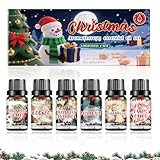 Weihnachten Ätherische Öle Set, 6 x 10ml Ätherische Öle, Duftöl Geschenkset, Diffuser Öl, Weihnachtskuchen, Eierpunsch, Weihnachtspudding, Mistelzweig, Lebkuchen, Zuckerstangen