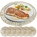 6 Stück Set Rund PVC Platzset Abwaschbar Platzsets Tischsets Gold Hitzebeständige 38cm Platzdeckchen Abwaschbar rutschfest Platzteller Gold Rund Ideal für Weihnachten Hochzeit Küche Party