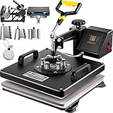 VEVOR 8 in 1 Heißpresse Heat Press für Textil Transferpresse Textilpresse mit Plattenpresse von 38 x 38 cm, Textildruckpresse von 1250 w, Geeignet für Hüte, Mützen, T-Shirts, Tassen
