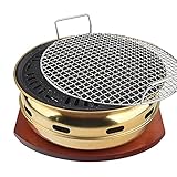 Vielseitiger koreanischer BBQ Holzkohlegrill, Edelstahl, Tisch-Design, 34 x 13 cm, ideal für 6-10 Personen, perfekt zum Kochen und Treffen im Freien