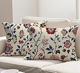 Kissenbezug 40 x 80 cm 2er Set Herbst Outdoor Kissen Rechteckig Kopfkissenbezug 40x80 cm Kissenbezüge mit Unsichtbarem Reißverschluss, Samt Sofakissen Blume für Herbst Deko Wohnzimmer Geschenke R-3874