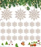 24 x Schneeflocken Weihnachten Deko Weihnachtsbaumschmuck für Weihnachtsbaum,Schneeflocken Weihnachtsbaum,Champagnerfarbe,(10cm)