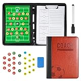 Taktikmappe Fußball, RoseFlower Professional Faltbares Fussball Taktiktafel Taktikboard Football Coach Board mit Magnete, Stifte, Radiergummi, Strategiekarten - Ideal für Taktiken und Spielanpassungen