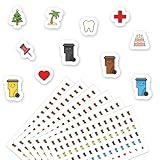 MEJOSER 504 Stück Mülltonnen Aufkleber Kalender 2025 Selbstklebend Sticker für Wandkalender Jahreskalender Mülltrennung Geburtstag Urlaub Arzt Müllabfuhr Abfuhrkalender