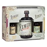 Remedy Spiced Rum 0,7l + Pineapple & Elixir Mini je 50ML Geschenkbox | Gold Meiningers International Spirits Award | Auf Basis 3 karibischer Rums | Feine Noten von Vanille, Orangenschale & Zimt