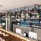 Pflanzenständer Industrieregale Wandmontiertes Weinregal aus Metall zum Aufhängen von Glas，2-stufige Display-Lagerregale