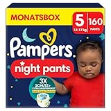 Pampers Night Windeln Pants Größe 5 (12kg-17kg) Baby-Dry, MONATSBOX, Windelhöschen bieten zusätzlichen Schutz für die ganze Nacht, 160 Höschenwindeln