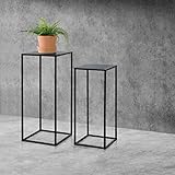 [en.casa] Beistelltisch Barbaricina 2er-Set Säulenform Satztisch Dekotisch Pflanzentisch Blumentisch Metallgestell für Wohnzimmer Schwarz