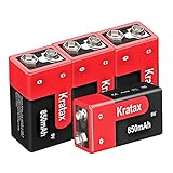 Kratax Akku 9V Block 850 mAh Wiederaufladbare Lithium-ion Batterien.[4 Stück Akkus] Geeignet für Multimeter, Alarmsysteme, Walkie-Talkies usw.