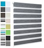 WOLTU Doppelrollo Klemmfix ohne Bohren Marmor Grau B90 x H150 cm, Duo Rollo Zebrarollo Fensterrollo Klemmrollo Seitenzugrollo Easyfix lichtdurchlässig & verdunkelnd Rollos für Fenster und Tür