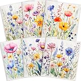 Schwedische Geschirrtücher für die Küche – 6 Stück Vintage Floral Zellulose wiederverwendbare Reinigungstücher – weiche, schnell trocknende, waschbare Geschirrtücher für Küche, Theken & mehr (Blume)