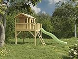 Prestige Garden Stelzenhaus Funny XXL KDI | 285,5x188x303 cm | Kesseldruckimprägniertes Kiefernholz | Mit Veranda, Balkon & 146 cm Podest | 2 Fenster, inkl. Treppe & Blumenkasten | Kinder Spielhaus
