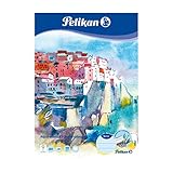 Pelikan Aquarellblock DIN A4, 150g/m², Malblock mit 20 Blatt Aquarellpapier, weißes Papuer in FSC-Mix-Qualität, 236812