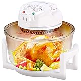 COSTWAY 17L Halogenofen, 1400W Heissluftofen 65 °C– 250 °C, Halogenoven mit Timer, Heißluftgrill mit Erweiterungsring