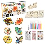 Strehknewen Holzkreisel Kreisel Für Kinder Bastelset, 12 Pieces Tops for Painting and Crafts Wooden Spinning Tops for Party Bags, Bastelset Kinder Ab 4-12 Jahre Mitgebsel Kindergeburtstag