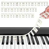 URAQT Abnehmbare Klaviertastatur Notenetiketten,88 Tasten Klaviertasten Noten Aufkleber Wiederverwendbar Anfänger Silikon Klaviernoten Anleitung Keyboard Noten Aufkleber für Kinder und Anfänger