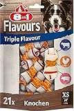 8in1 Triple Flavour Knochen XS - leckere Hundeknochen mit Hähnchenfilet, Schweine- und Rinderhaut, 21 Stück
