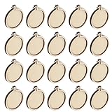 HARFINGTON Mini-Stickrahmen, 5,6 x 5,1 cm, kleine runde Kreuzstichrahmen, kleiner Holzring, Kreis für DIY-Anhänger, Schlüsselanhänger, Display-Rahmen, 20 Stück
