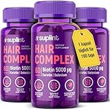 Haar Vitamine - Biotin Hochdosiert 5000 mcg, Keratin, Selen, Zink | Laborgeprüft | Vitamin A C D E B12 für Haare, Haut, Nägel für Frauen und Männer | Haarwachstums und Stärkungs Komplex (3)