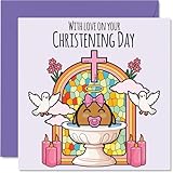 Taufkarten für Mädchen – 'On Your Christening Day', Glückwunschkarte, Erstkommunion, Taufgeschenke für Mädchen, 145 mm x 145 mm, christliche Geschenke, religiöse Grußkarten