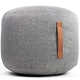 Coninx Pouf Hocker - 50 cm x 40 cm Woll Pouf grau - Bequemer Sitzhocker oder Fußhocker, Sitzpouf - Vielseitiger Sitzsack Erwachsene und Kinder - Sitzkissen Boden - Bodenkissen aus Wolle