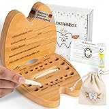 LaGelsah Milchzahndose Milchzahnbox für Jungen & Mädchen I Zahndose für Milchzähne - inkl. Beutel Sanduhr Brief von der Zahnfee – Erinnerungsbox für Baby Kind als Geschenk zur Taufe