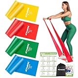 GYMERK Fitnessbänder Set 4er, 1.8M Fitnessband, 4 Widerstandsstufen mit Übungsposter, Gymnastikband mit Tragetasche & Übungsanleitung, Ideal für Yoga, Pilates, Muskelaufbau, Physiotherapie