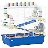 PawHut Hamsterkäfig für Zwerghamster 4 Etagen Kleintierkäfig Mäusekäfig mit Zubehör Laufrad und Futternapf, groß Käfig Nagerkäfig Blau 78 x 45 x 73 cm