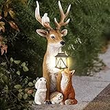 Hirsch Deko Mit LED Laterne, Gartenfiguren Für Draußen Wetterfest, Geburtstagsgeschenk Für Frauen, Gartenfiguren & Gartenstatuen, Für Osterdeko,Haus, Garten, Balkon