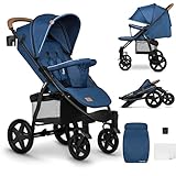 LIONELO Annet Plus Buggy bis 22 kg mit Liegefunktion, Kinderwagen klein zusammenklappbar mit Zubehör, Eva-Schaum-Räder, Moskitonetz, Fußdecke Getränkehalter, Korb