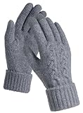TRENDOUX Thermohandschuhe Winter Damen, Elastisch Softshell Sport Handschuhe Mit Touchscreen-Funktion, Warm Winter Handschuhe Frau Zum Laufsport, Wandern, Laufwerk - Grau