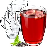 KADAX Teegläser 350 ml, Wassergläser mit Henkel, Glastassen, Saftgläser, Gläserset, Gläser für Tee, Kaffee, Wasser, Drink, Eistee, Saft, Trinkgläser, Kaffegläser (4 Stück)