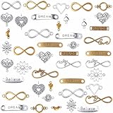 HERZWILD Schmuckverbinder Metall 50pcs gemischte charms anhänger set DIY Schmuckanhänger Herz Schmuckverbinder DIY Basteln Charms Anhänger Halskette Armband Making Zubehör (mix)