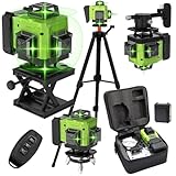 Kreuzlinienlaser mit Stativ, 16 Linien Laser Wasserwaage IP54 Laser Level, 360° Kreuzlinienlaser Grün Selbstnivellierend Baulaser mit 4800mAh Akku für Verlegung Bodenfliesen, Installation Trennwänden