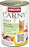 Carny Katzen Nassfutter Mix Huhn, Pute + Kaninchen (6 x 400g), Katzen Nassfutter ohne Getreide und Zucker für ausgewachsene Katzen von animonda mit frischen fleischlichen Zutaten