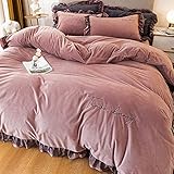 Doppelbett Bettbezugset, Winter doppelseitig Verdickung Plus Schneidbettwäsche Flanell Große Bettwäsche unten, Set Kissenbezug Hochzeitsgeschenk (Color : Hide, Size : 1.8m Bed(4pcs))