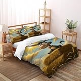 SOJFGSNAJ Autotoon Donkey Bettwäsche Tier Totem Für Allergiker - Bettbezug Mit Reißverschluss Und 2 Kissenbezug Super King（260x220cm）