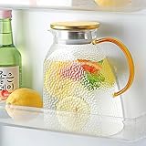 Glaskaraffe,1.8 Liter 60 Unzen Karaffe Glas mit Deckel Glaskrug Karaffe mit Deckel Wasser Karaffen Wasserkrug mit Deckel HeißEs Kaltes Wasser Eistee Wein Kaffee Milch und Saft GeträNkekaraffe