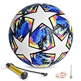 Fxznacbh Fussball Em Fussball 2024 Ball Fußball Fans Artikel Fussball-Liebhaber Geburtstag Geschenk Regelmäßige Nr. 5 Ball Football mit Pumpe,Blau und Weiß Fussball größe 5