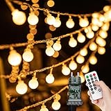 Lichterkette Außen Innen - 15M 100 LED Kugel Lichterkette, Outdoor Strom Lichterketten mit 8 Modi IP44 Wasserdicht, Ideal für Kinderzimmer, Gartenbeleuchtung, Partybeleuchtung, Terassen Balkon Deko