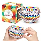 Glasmosaik-Kerzenhalter-Kit, Mosaik Kerzenhalter Basteln, Kreatives DIY Mosaik Bastelset für Kinder Erwachsene, Mosaiksteine Teelichthalter für Zuhause Beleuchtung Dekoration Handgefertigte Kunstwerk