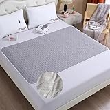 Hearda 2 Stück Inkontinenzunterlage Waschbar, Volltonfarbe Anti Rutsch Inkontinenz Bettunterlage wasserdichte für Kinder und Senioren Atmungsaktive Saugfähig Matratzenauflage (Hellgrau,70x90cm)