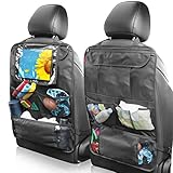 INFIVITA 2pcs Auto Rückenlehnenschutz – Trittmatten-Rückenlehnenschutz mit iPad-Halterung und Mehreren Aufbewahrungstaschen, Autozubehör für Autofahrten für Kinder