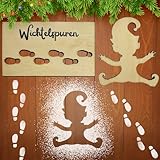 Wichtel Schablone Weihnachten, Fußabdrücke Zubehör Holz Schablonen, Elf Fenster Malschablonen Deko, Für Böden, Glass Door Floor,Wiederverwendbare, 2PCS