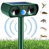 CLIUNT Katzenschreck Ultraschall, Solar Katzenschreck, Ultraschall Tiervertreiber Katzenabwehr, IP4 Wasserdicht, mit LED Blitz und PIR-Bewegungssensor, für Maulwurf, Hunde, Vögel